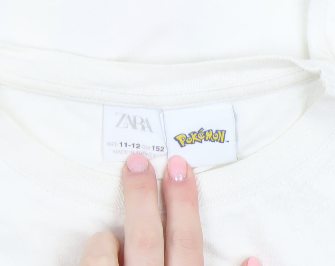 Zara Pokémon Pikachu Boys White 11-12 Years Graphic Cotton T-Shirt
