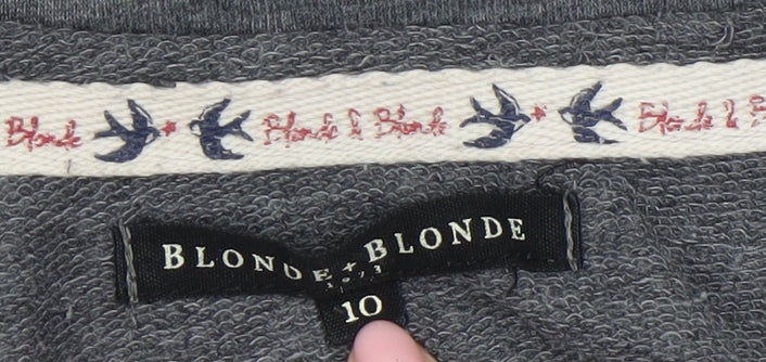 Blonde+Blonde Women’s Grey Boat Neck Long Sleeve Graphic T-Shirt Size 10