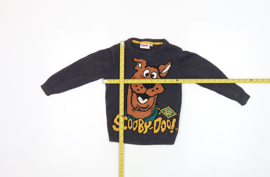Scooby-Doo Boys Navy Blue Pullover Jumper Cotton Blend Size 4-5 Years