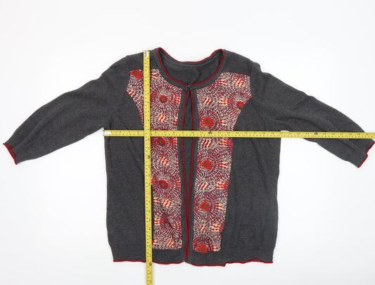 Marks and Spencer Per Una Women's Grey Floral Cardigan Size 14