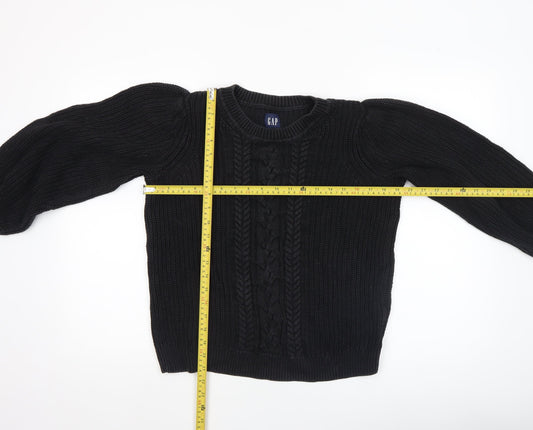GAP Women's Black Cable-Knit Cotton Crew Neck Jumper Size S