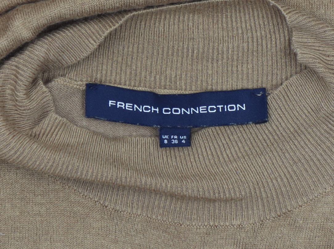 Additional view of French Connection Women’s Brown Knit Bodycon High Neck Dress, size UK 8