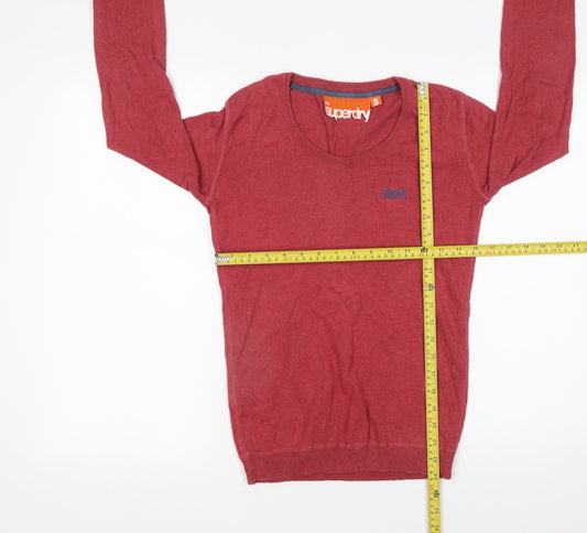 Superdry Men's Red Cotton Crew Neck Pullover Jumper Size S