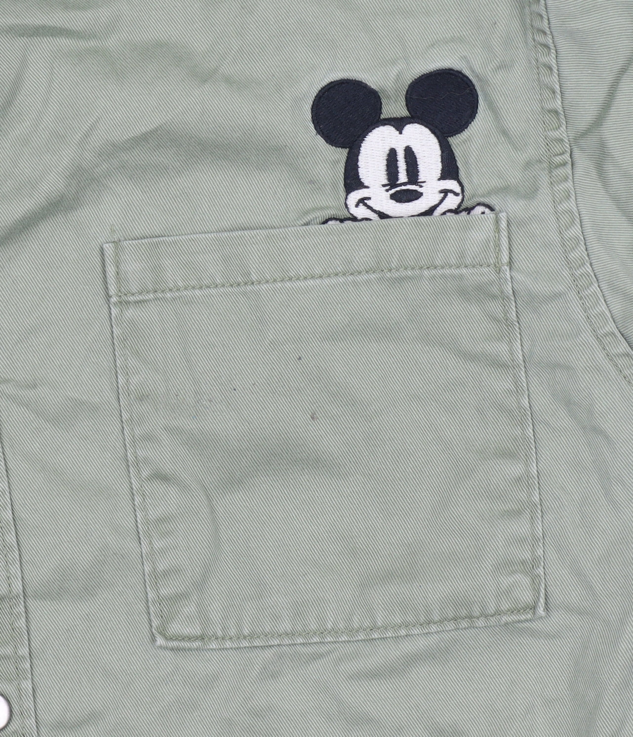 Zara Boys Green Disney Mickey Mouse Button-Up Long Sleeve Shirt Age 8