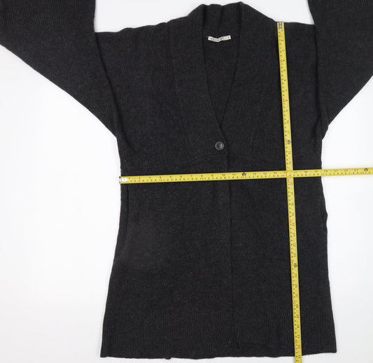 Kookai Womens Black Wool Cardigan Size 10 Relaxed V-Neck Knit
