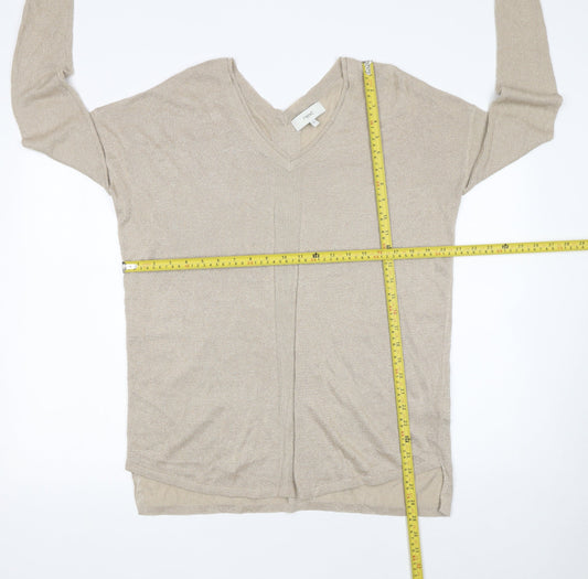 Next Women’s Beige V-Neck Long Sleeve Knit Jumper Size 12