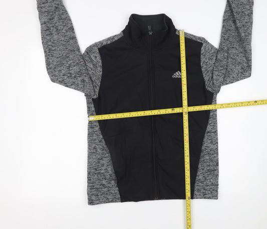 Adidas Boys Black 13-14 Years Track Jacket Full Zip Fleece Sports Top