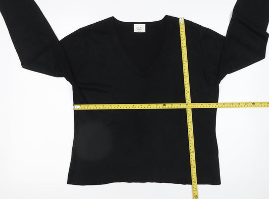 NEXT Petite Women's Black V-Neck Acrylic Jumper Size 16
