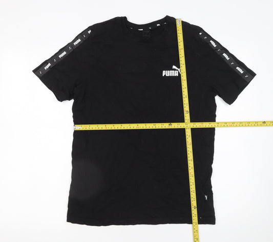Puma Men's Black Short Sleeve Crew Neck Logo T-Shirt Size M