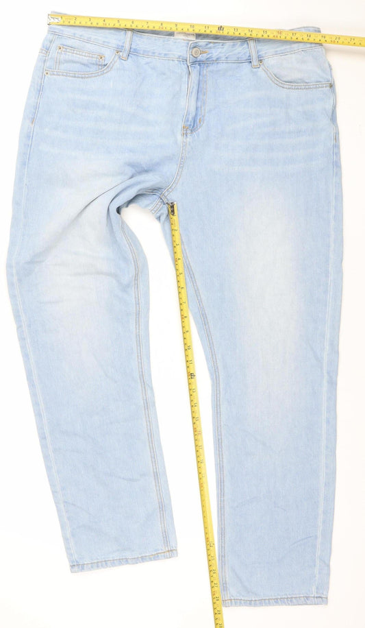 Tamnoon Denim Men Blue Light Wash Straight Jeans Size 46