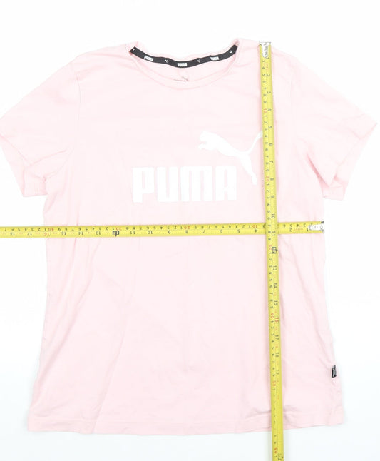 Puma Womens Pink Basic Logo T-Shirt Size M Short Sleeve Crew Neck