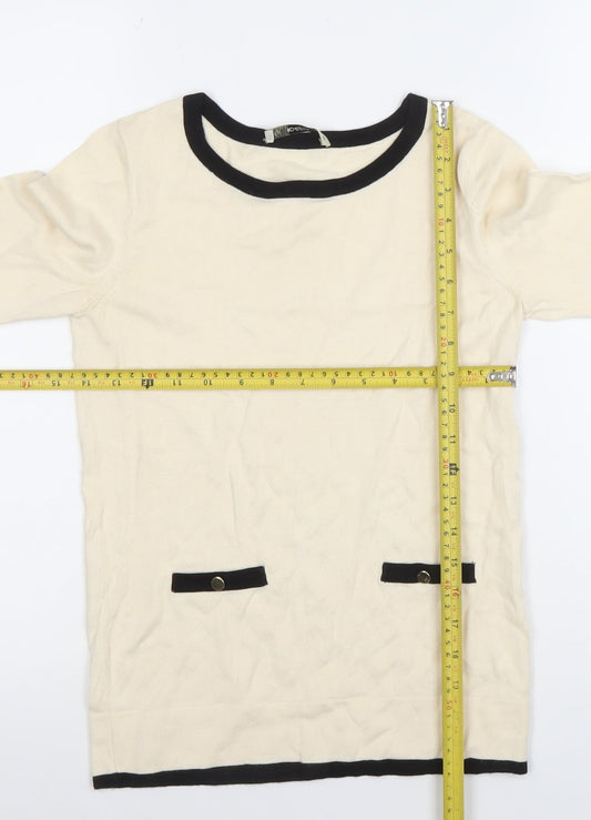 Oasis Women’s Ivory Tunic Top XS 3/4 Sleeve Cotton Viscose Knit