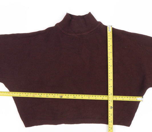 New Look Women’s Brown Mock Neck Rib Knit Relaxed Jumper Size S