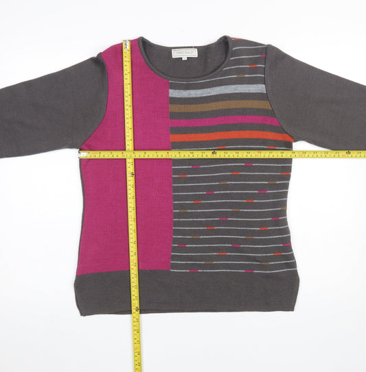 Tempo Reale Women’s Grey Multicolour Wool Blend Striped Jumper Size 12