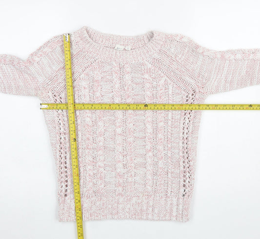 GAP Womens Pink Cable Knit Cotton Acrylic Crew Neck Jumper Size S