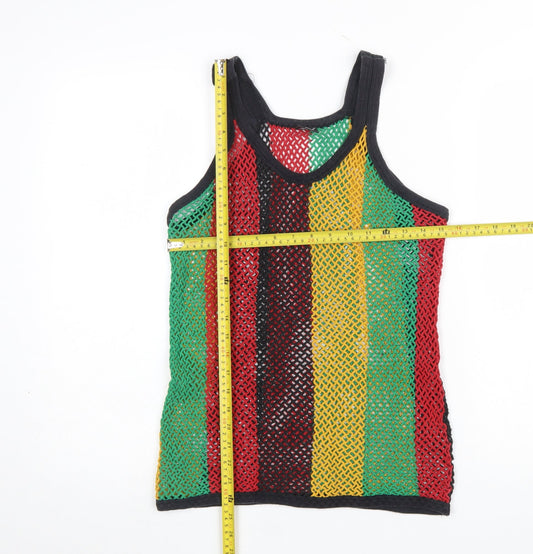 SPI Crystal Knit Wear Womens Multicoloured Striped Cotton Tank Top L