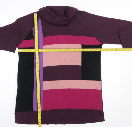 Marks and Spencer Women’s Multicoloured Roll Neck Wool Blend Tunic Jumper Size 16