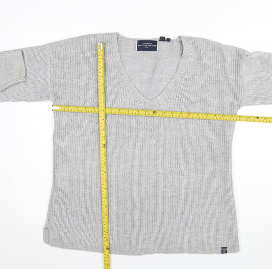 Superdry Women’s Grey V-Neck Sequin Knit Jumper Size 10