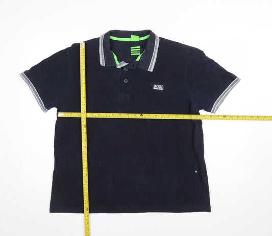 Hugo Boss Men's Blue XL Regular Fit Cotton Polo Shirt