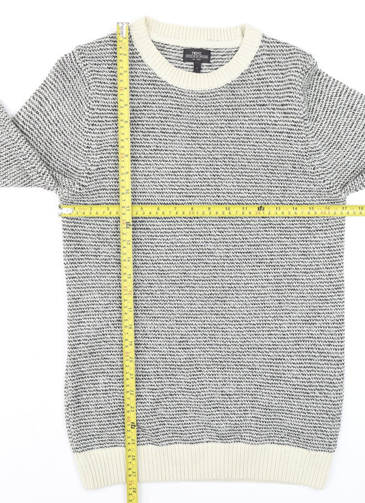 Next Men's Grey Chunky Knit Crew Neck Wool Blend Jumper Size S