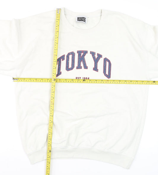 Reclaimed Vintage Women's White Tokyo Graphic Crew Neck Sweatshirt UK 10