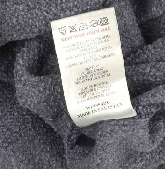 QED London Unisex Blue Pullover Hoodie One Size Fleece Relaxed Fit