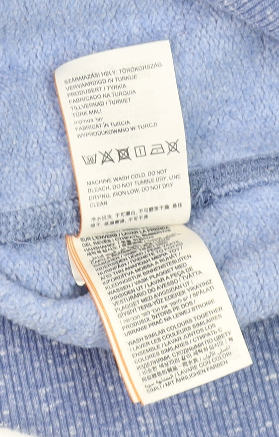 Superdry Women Blue Sequin Logo Pullover Hoodie UK 12