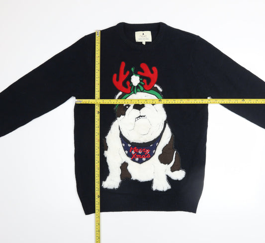 Next Men's Blue Christmas Dog Jumper Medium Knit Pullover