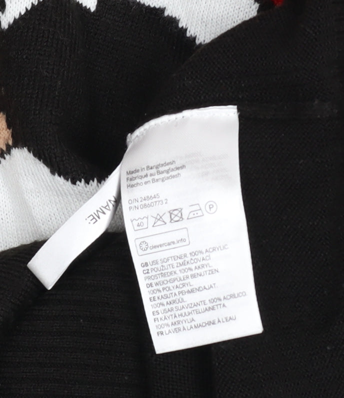 H&M Boys Black Christmas WrapStar Jumper UK 12-14Y Acrylic Knit