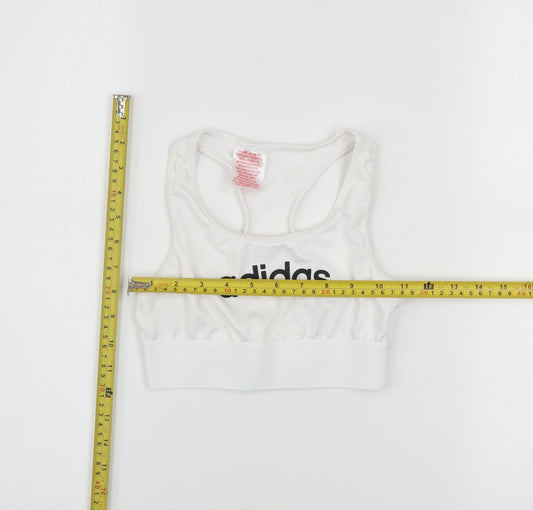 Adidas Girls White 9-10 Years Cropped Activewear Tank Top