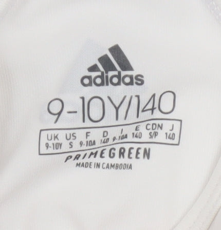 Adidas Girls White 9-10 Years Cropped Activewear Tank Top