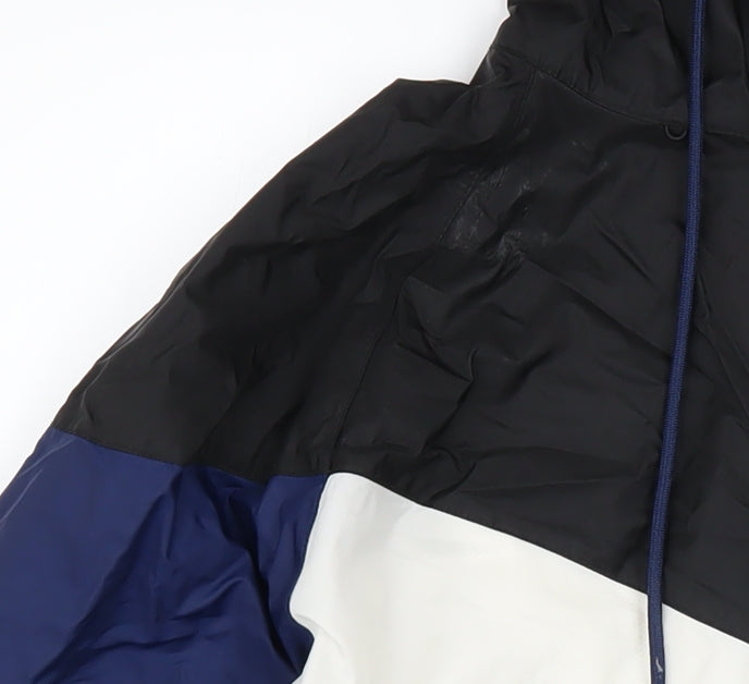 Nike Men's Black Blue White Hooded Windbreaker Jacket Size S