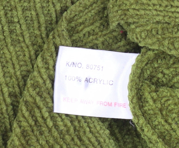 Theme Women Green Acrylic V-Neck Button Cardigan Size 10/12