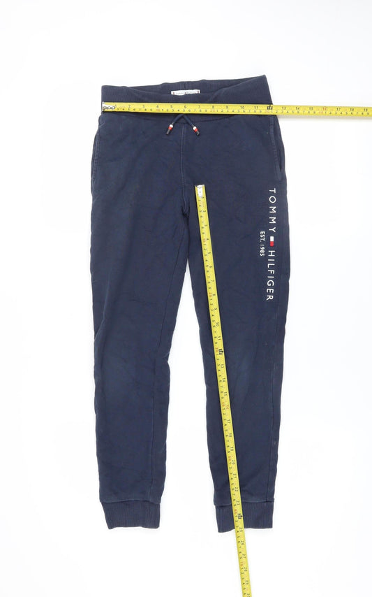 Tommy Hilfiger Boys Blue Cotton Jogger Trousers Size 12 Years