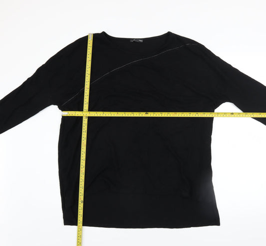 Zara Women’s Black Knit Pullover Jumper Size M 3/4 Sleeve