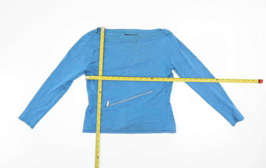 Karen Millen Women Blue Boat Neck Knit Jumper Size 12