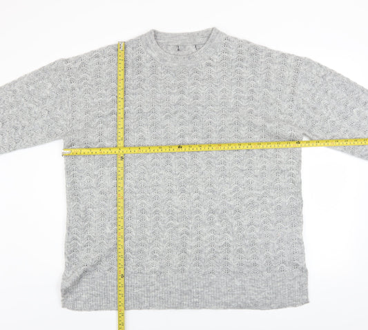 New Look Women’s Grey Open-Knit Crew Neck Jumper XL