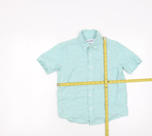 Old Navy Boys Green Button-Up Short Sleeve Cotton Shirt Size 8 Years