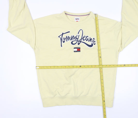 Tommy Jeans Men's Yellow Crew Neck Sweatshirt M Regular Fit