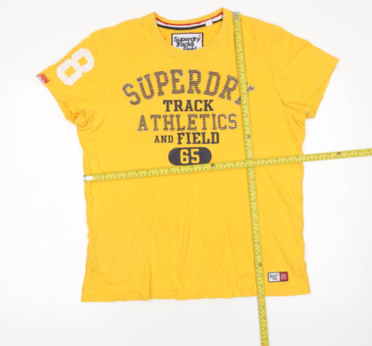 Superdry Men’s Yellow Track & Field Graphic Cotton T-Shirt L