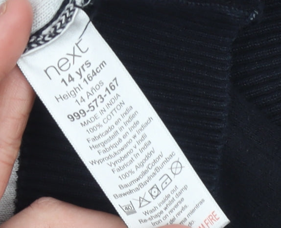 Next Boys Black 14 Years Cotton Christmas Jumper Game Over Design