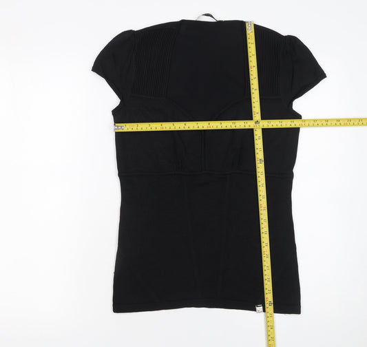 Karen Millen Women's Black Fitted Jersey Blouse Size 4