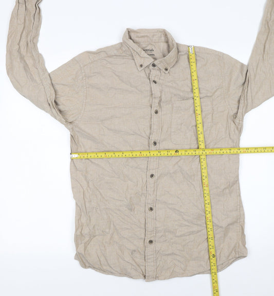 Jack & Jones Essentials Men's Beige Cotton Flannel Button-Up Shirt M