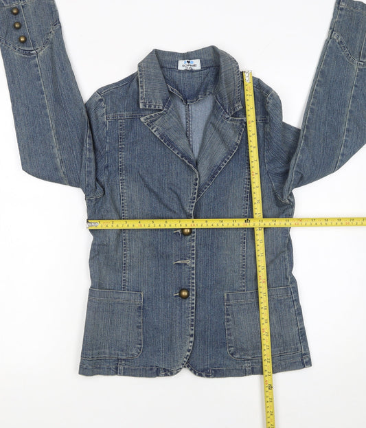 Sophie Girls Blue Denim Basic Jacket 14 Years Collared Button Casual