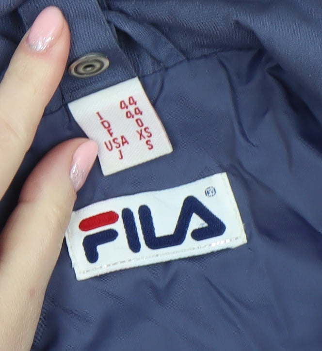 Fila Mens Blue XS Vintage Bomber Jacket Lined Polyester Zip-Up