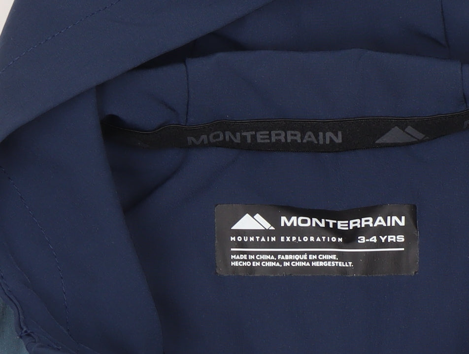 Monterrain Boys Blue 3-4 Years Hooded Lightweight Windbreaker Jacket