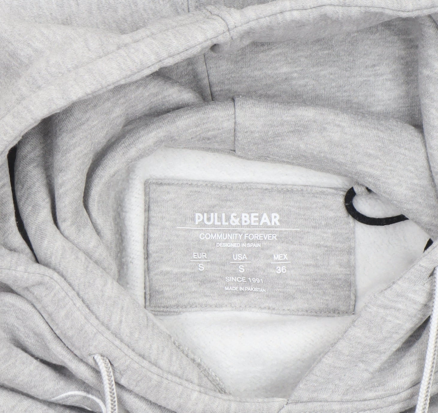 Pull & Bear Men’s Grey Small Pullover Hoodie with Logo Detail