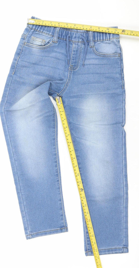 Dunnes Stores Boys Blue Stretch Denim Jeans 6-7 Years Elastic Waist Straight Fit