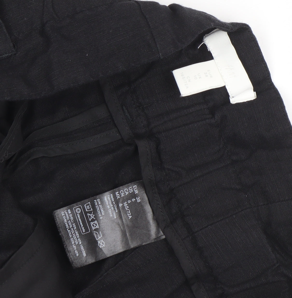 H&M Womens Black Size 10 Tapered Linen Blend Trousers