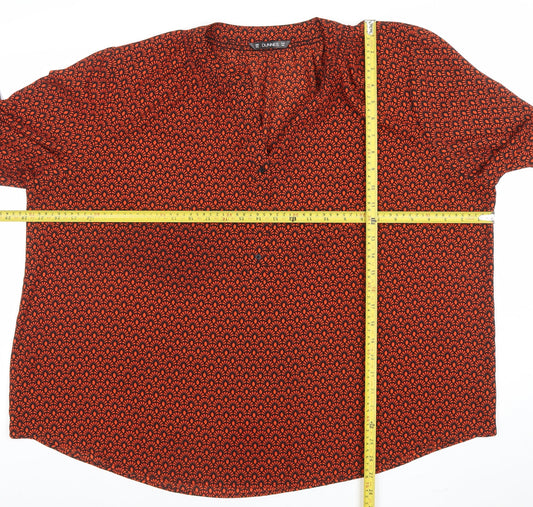 Dunnes Women’s Orange Geometric Long Sleeve Tunic Blouse Size XL